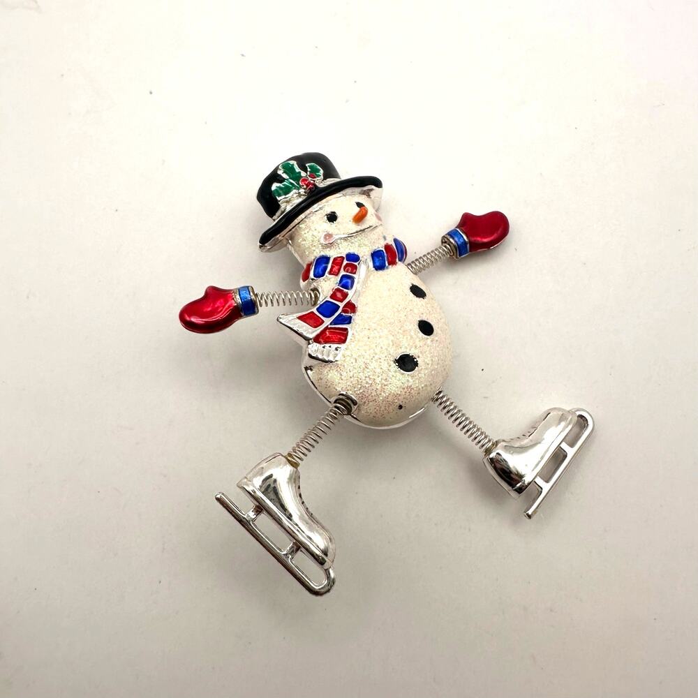 Vintage DANECRAFT Snowman Christmas Pin Enamel Brooch Xmas Holiday Retro